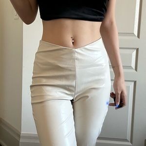 H&M Off White Leather Pants S Size